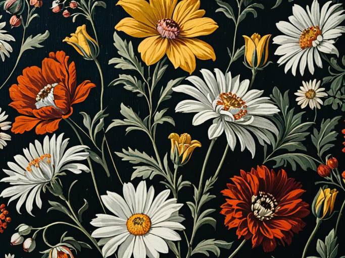 Close-Up Floral Wallpaper Painting