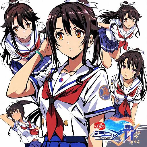 Illustration of Munetani mashiro, high school fleet in the style of Kamisimo 90