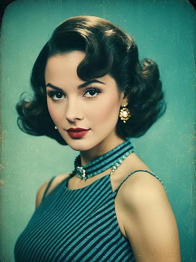 Vintage Style Woman with Striped Dress