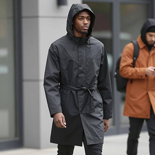 Urban Black Celebrity in Raincoat
