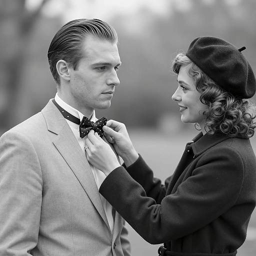 Elegant Couple in Vintage Black-and-White
