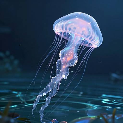 Ethereal Jellyfish Over Glassy Lake