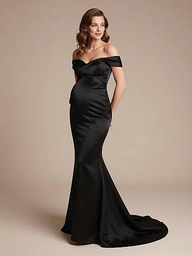 High-Fashion Maternity Satin Empire Gown