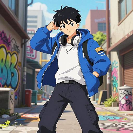 Anime Boy in Urban Streetwear