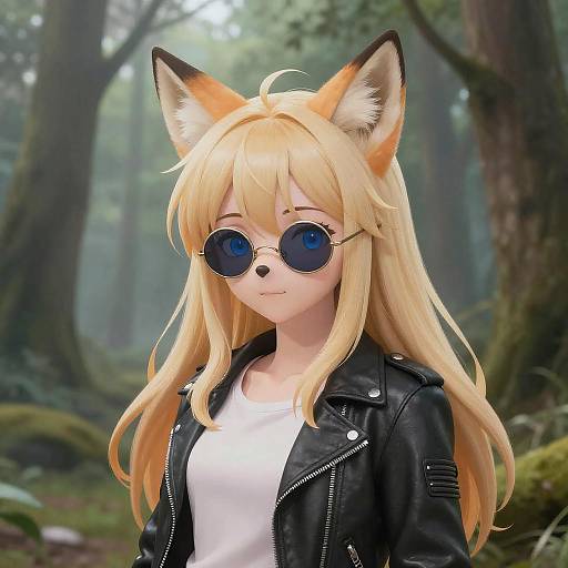 Anime Fox Girl in Misty Forest