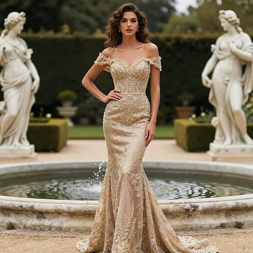 Romantic Neoclassical Woman in Garden