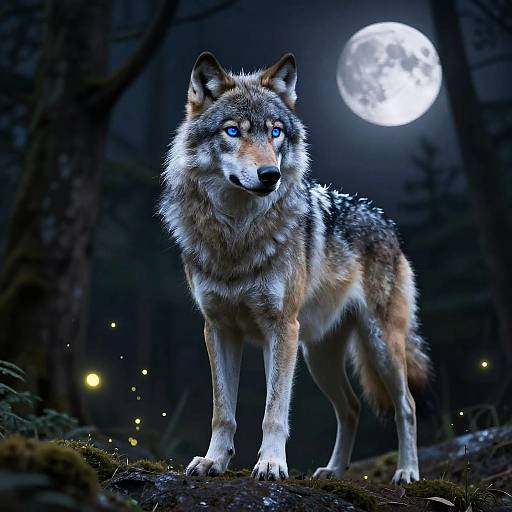 Majestic Moonlit Furry Wolf