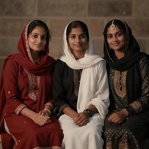 Three South Asian Women in Traditional Attire