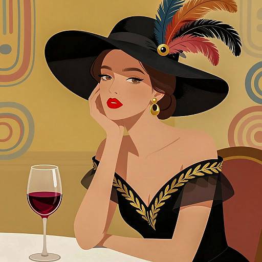 Elegant Woman with Wine and Colors