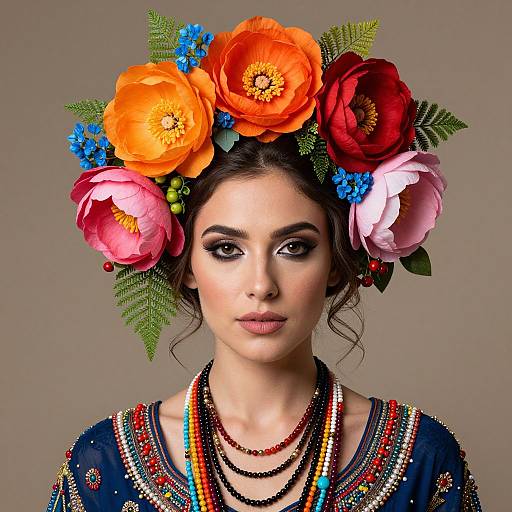 Vibrant Floral Headpiece with Jewels