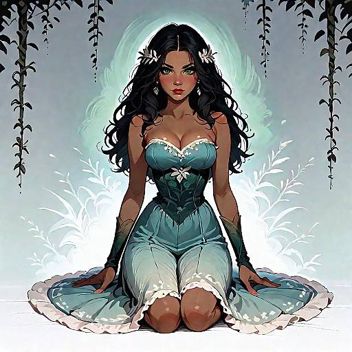 Fantasy Woman in Strapless Maxi Dress