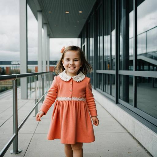 Smiling Toddler Girl in Coral Dress Outdoors