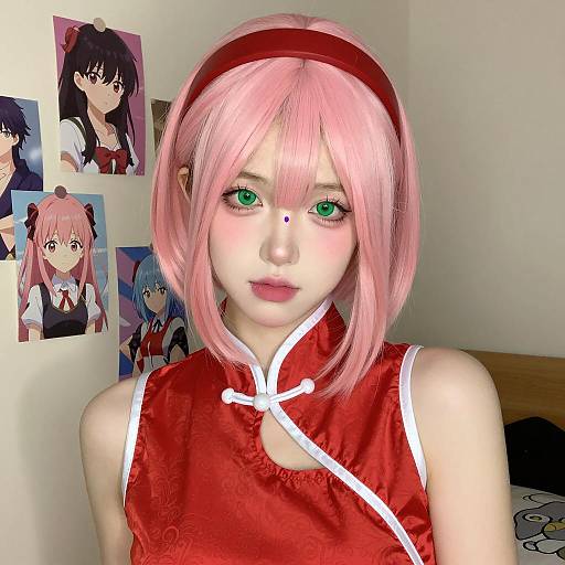 Stylish Young Woman in Bedroom Setting