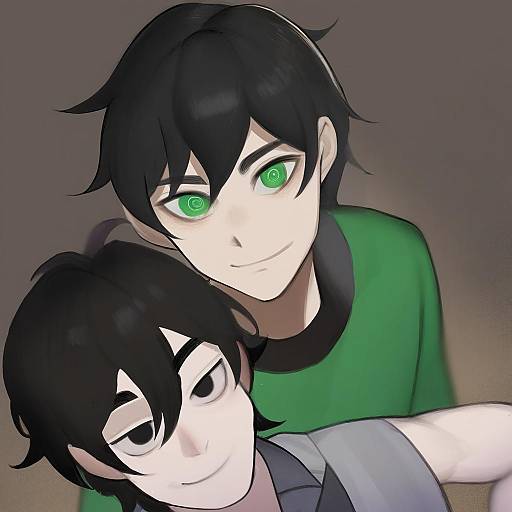 Illustration of Andrew graves, the coffin of andy and leyley in the style of Gatchan