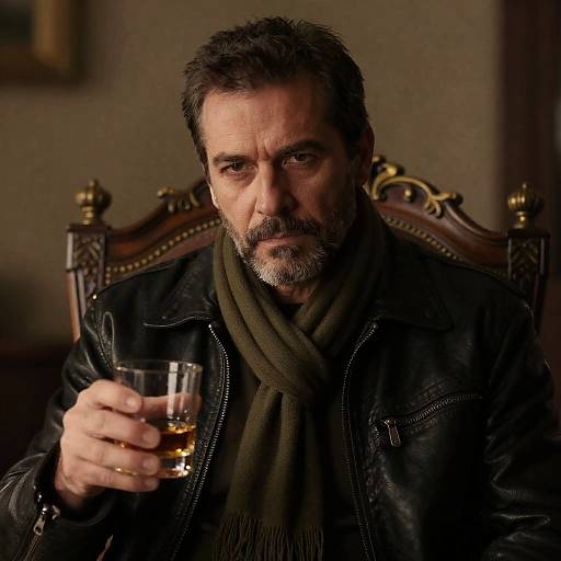 Middle-aged Man Holding Whiskey Glass