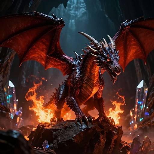 Epic Stylized Dragon on Rocky Ledge