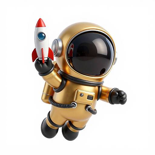 Gold and Black Astronaut Mascot