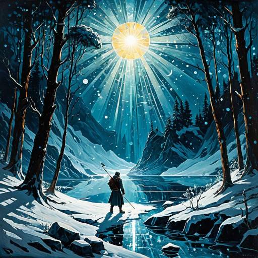 Mystical Winter Landscape with Lone Archer
