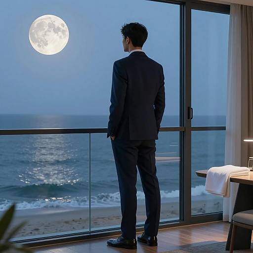 Elegant Night View with a Moonlit Ocean