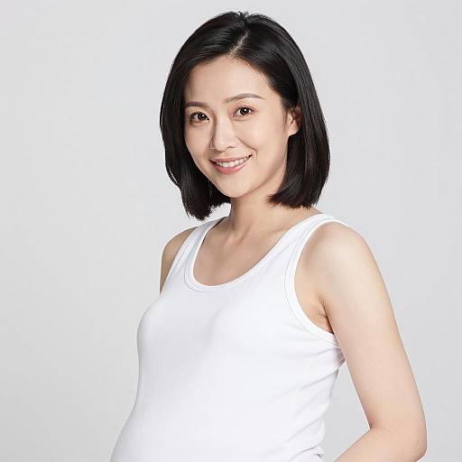 Joyful Expecting Mother in White