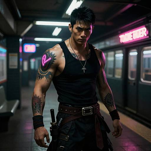 Underground Neon Samurai Graphic Novel Style