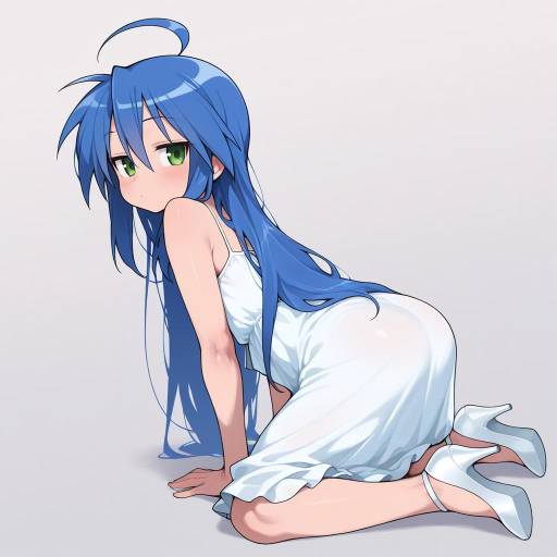 Stylish Girl with Blue Hair and Green Eyes