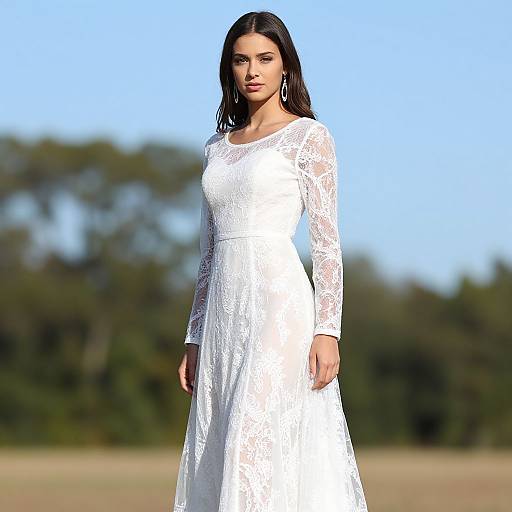 Elegant Lace Gown in Nature