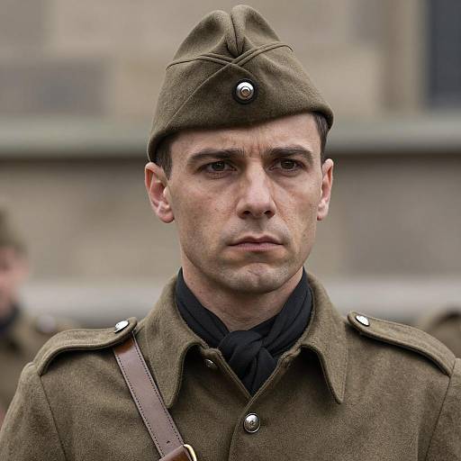 Portrait of Male Soldier in Early 20th Century Military Uniform