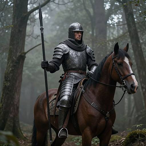 Medieval German Warrior on Horseback