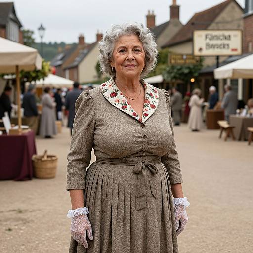 Elderly Woman in 1940s Vintage Costume
