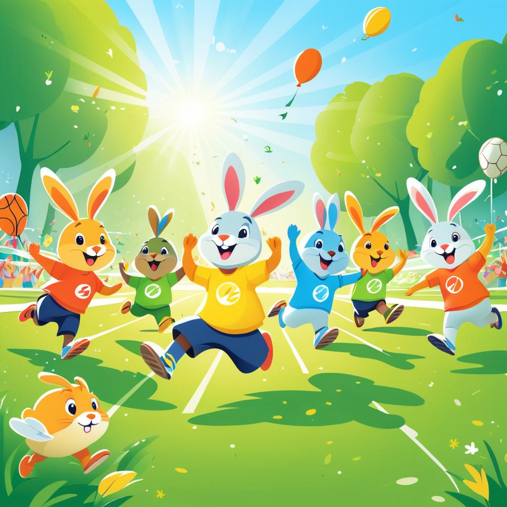 Energetic Sports Day Cartoon Illustration