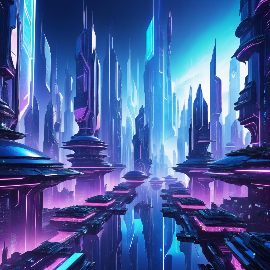 Futuristic City of Androids and Fantasy