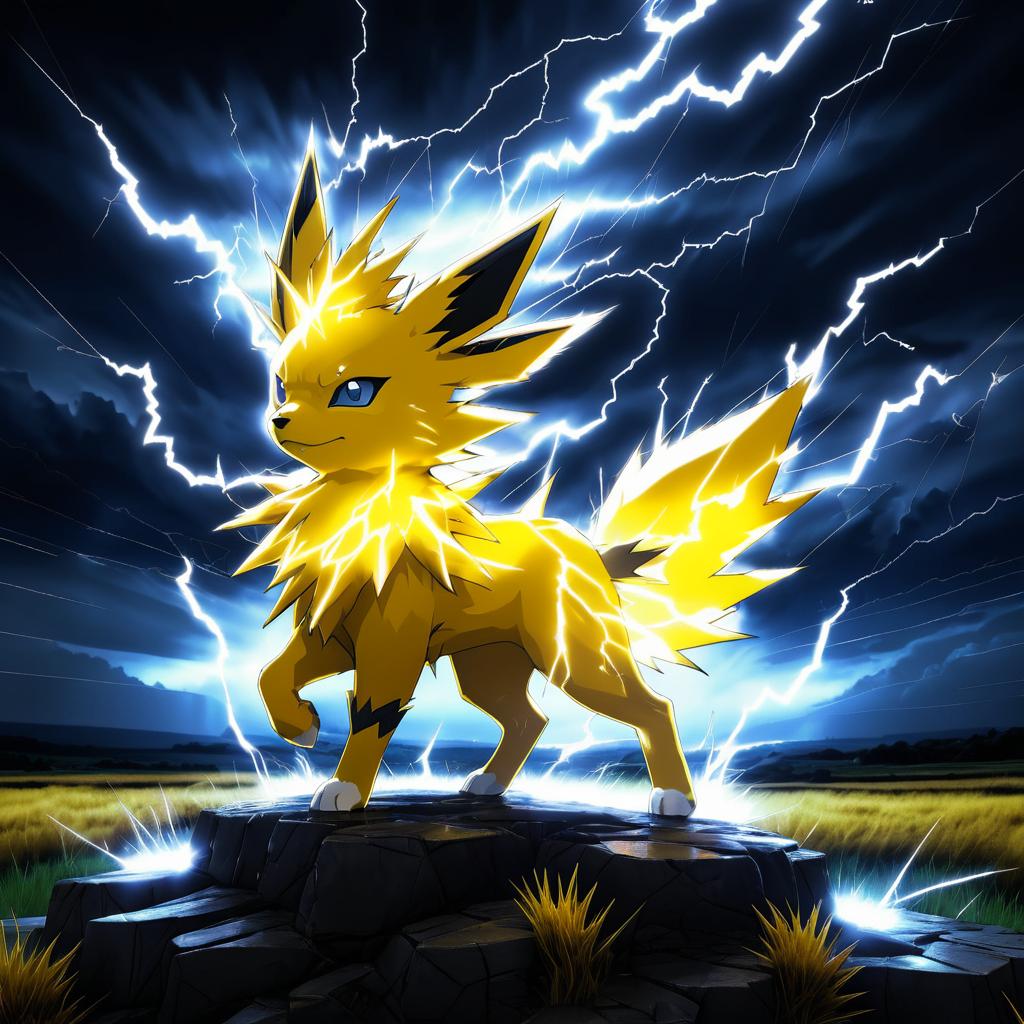 Jolteon in a Stormy Electric Landscape