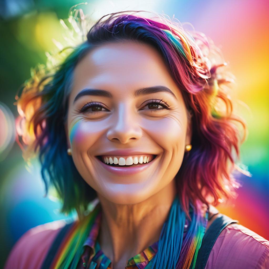 Joyful Artist in Vibrant Cinematic Portrait