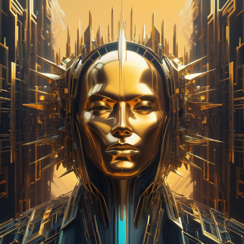 Cinematic Metallic Man in Abstract Art