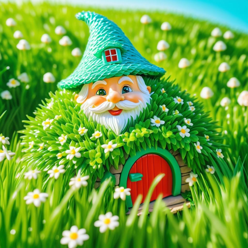 Cheerful Gnome in a Haystack Home