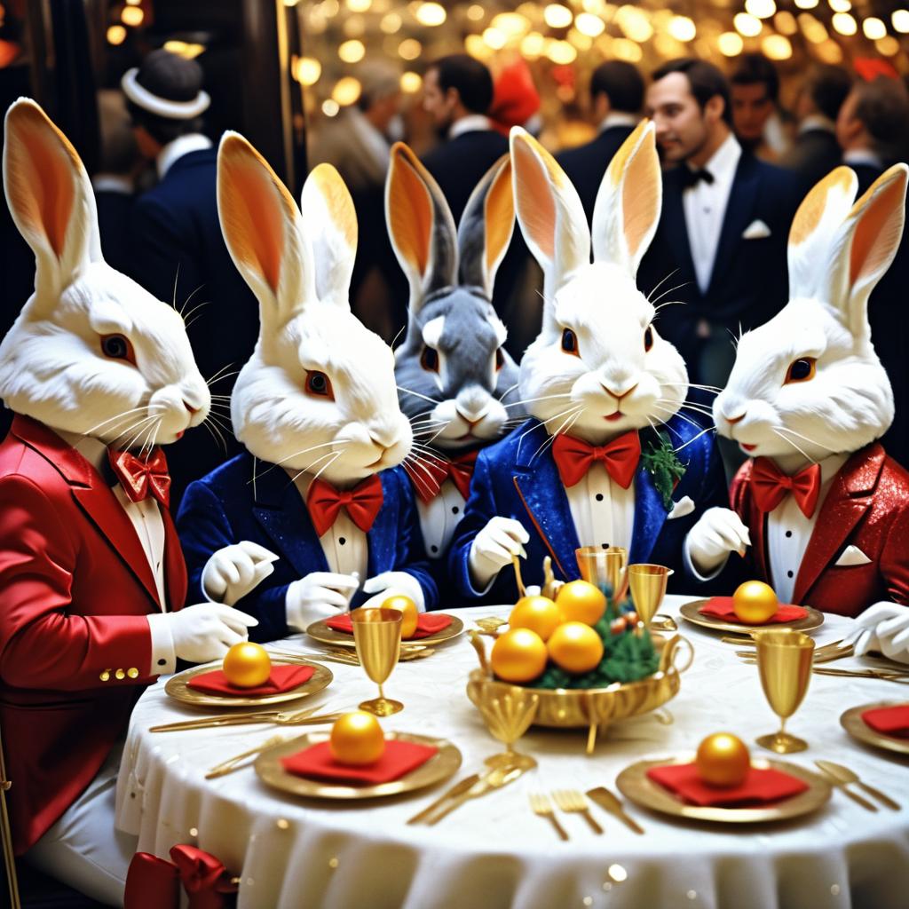 Candid 1980s Rabbits at Fancy Restaurant