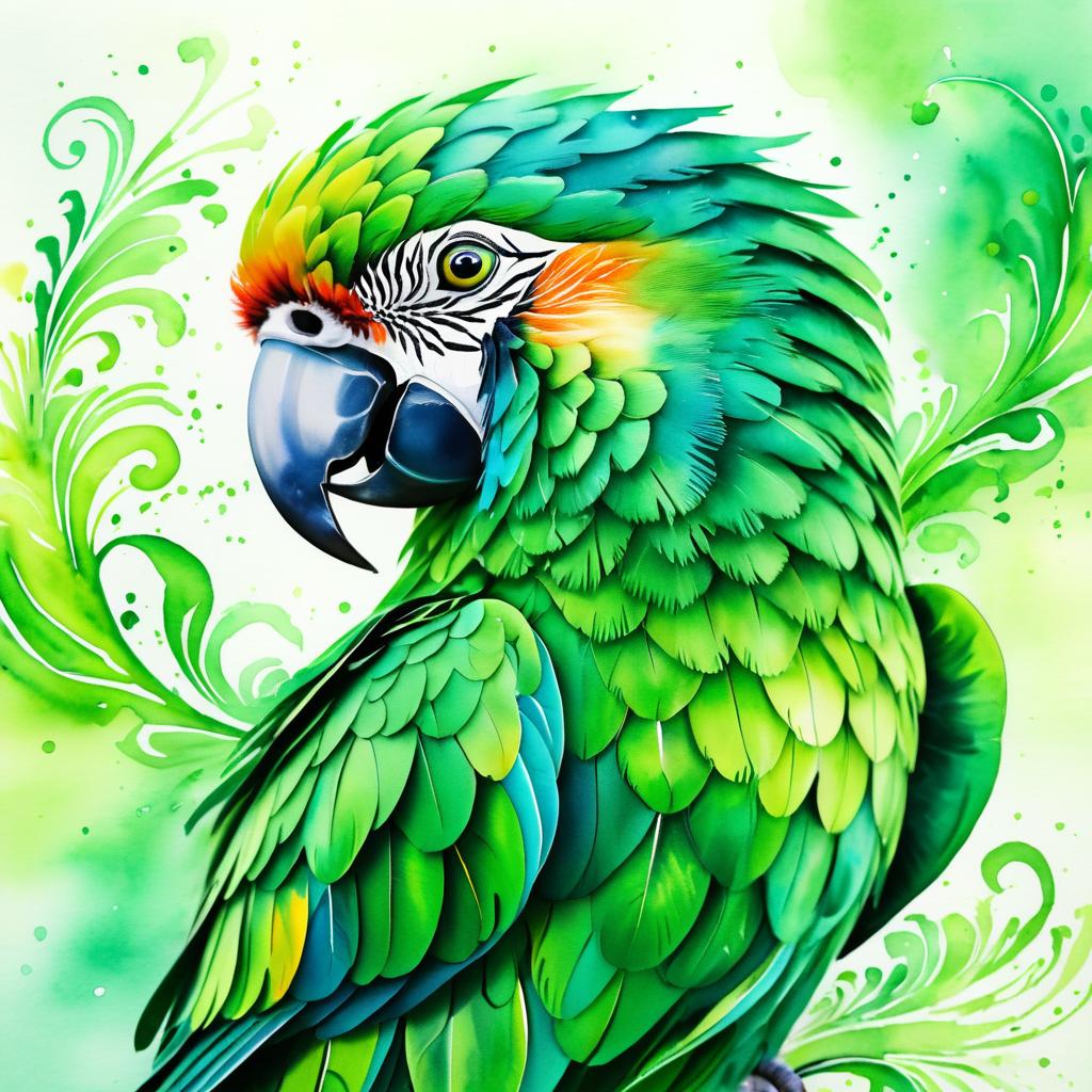 Dreamy Colourful Watercolour Parrot Art