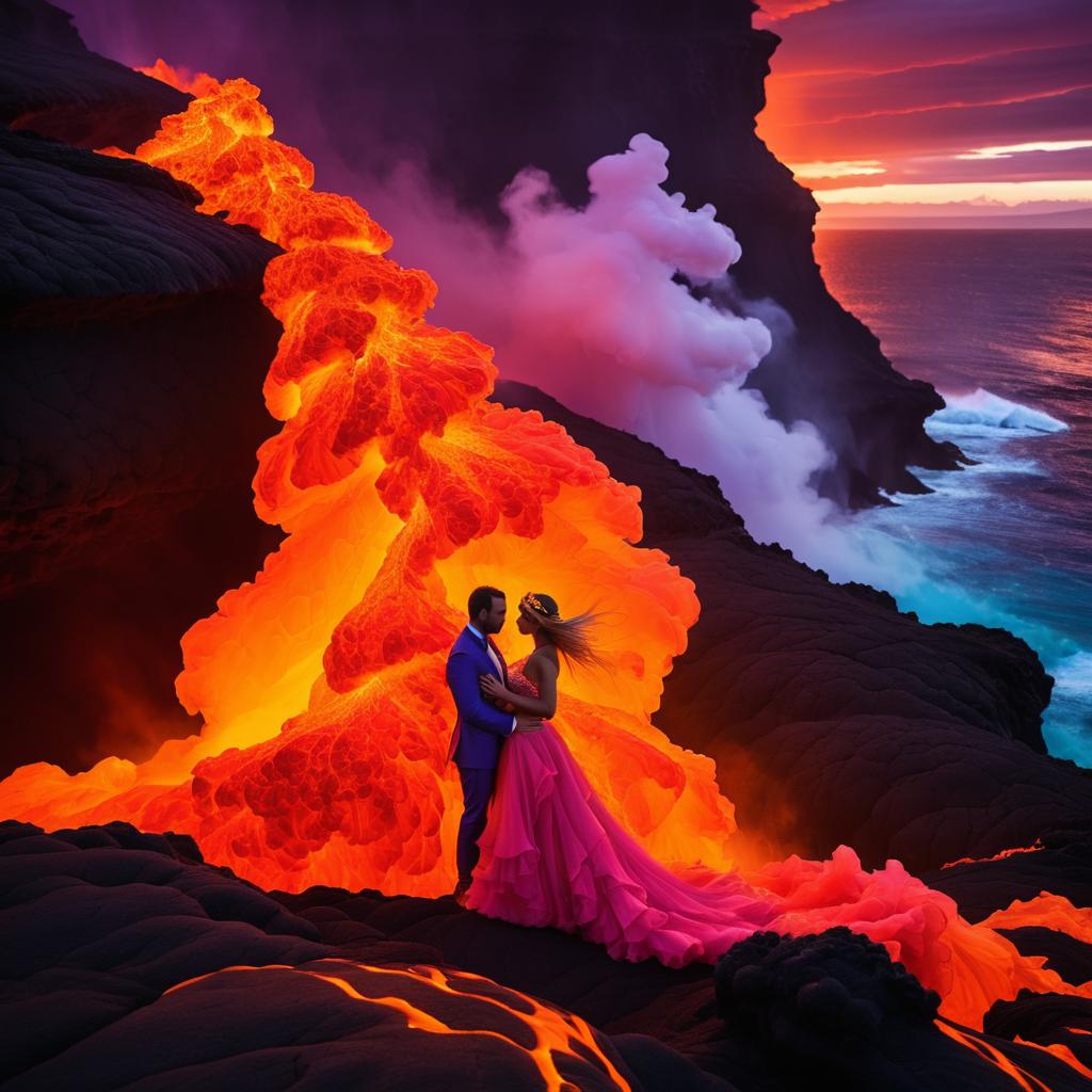 Surreal Wedding Amidst Fiery Eruption