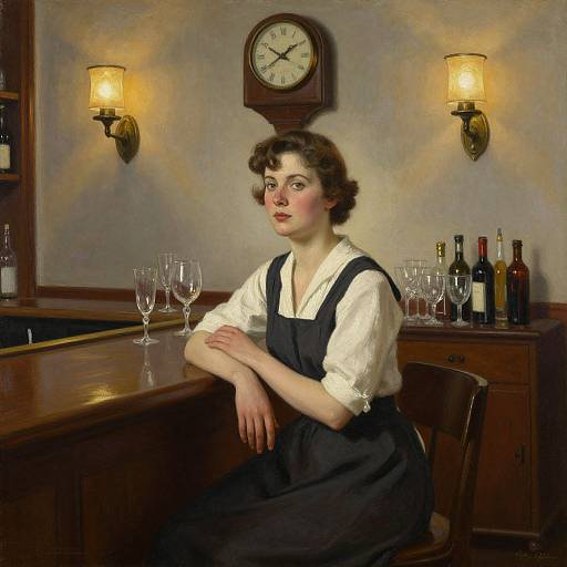 Woman at Vintage 1940s Bar