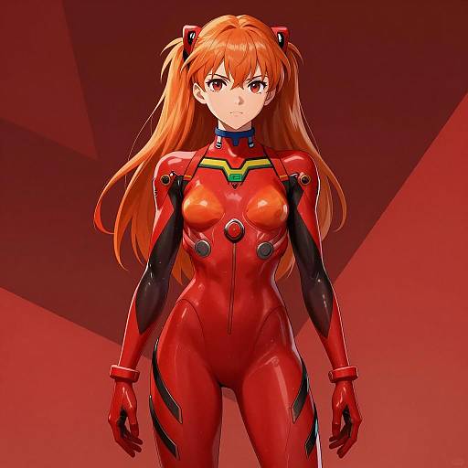 Futuristic Anime Woman with Orange Hair