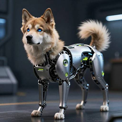 Sapphire-Eyed Futuristic Cybernetic Guard Dog