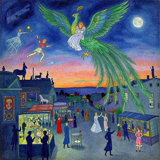Chagall-Inspired Twilight Marketplace Dream