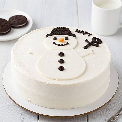 Eggless Snowman Winter Oreo Cake