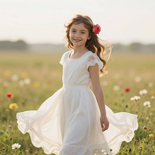 Young Girl in Sunlit Meadow