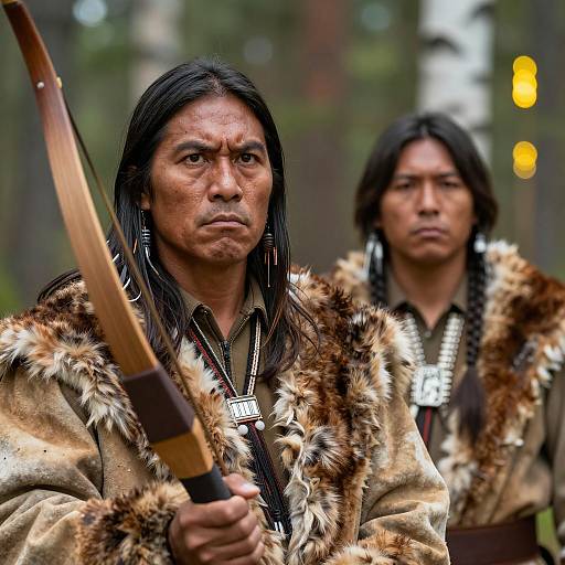 Native American Hunters in Enchanted Forest