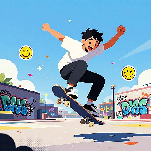Joyful Skateboarder Vector Illustration