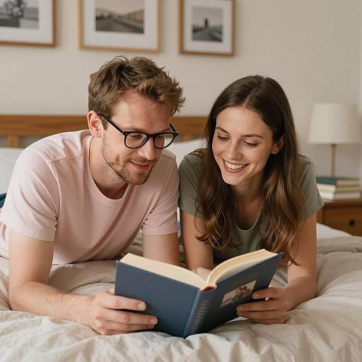 Cozy Reading Together in Bed