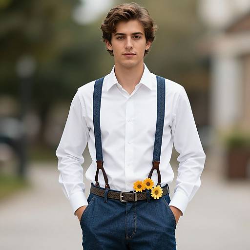 Stylish Braces Man Outdoors Portrait