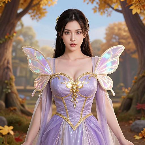 Fantasy Woman in Lavender Gown